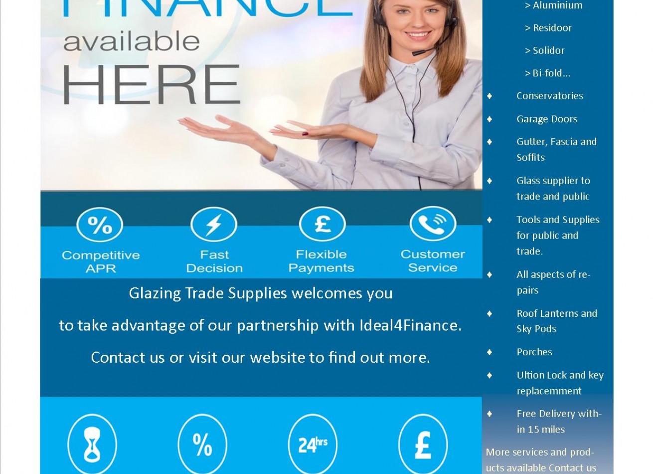 Finance options available now at Glazing Trade Supplies!